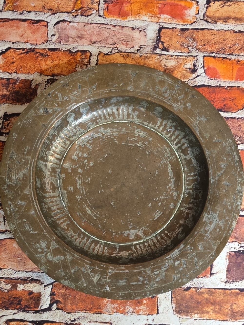 Rustic 19th Century Turkish Handmade Copper Decorative  Plate